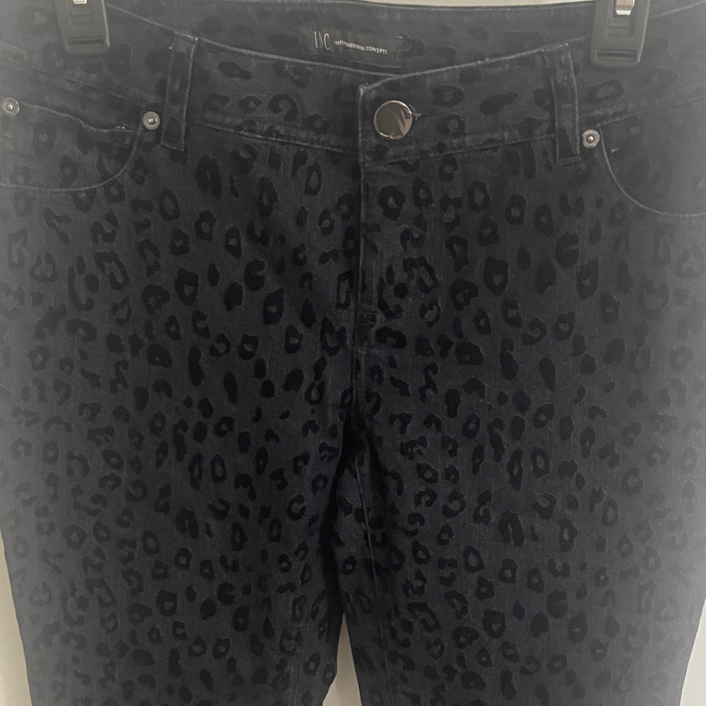 INC international concepts Black Leopard Print Skinny Jeans